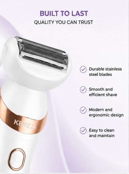 KENZZI Lady Shaver | Rechargeable Women’s Electric Razor | Wet & Dry Hair Removal